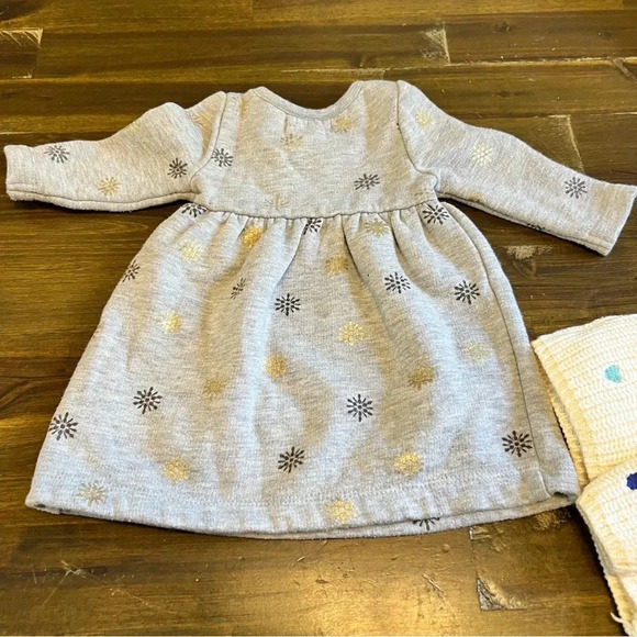 Peek Little Peanut Bundle Heart Knit Sweater Snowflake Dress small XS 3 months - Picture 6 of 7